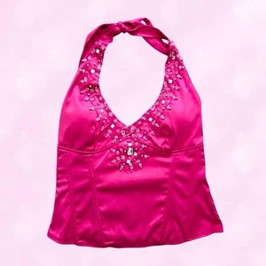 Jane Norman Hot Pink Halter Corset To With Boning And Embellishment. Rare Piece! - Picture 1 of 8