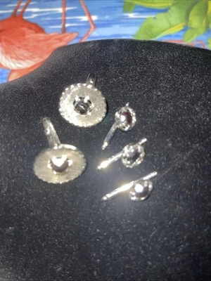 Gemelos de hematita de plata de ley y 3 estancias de cuello de hematita de ley a juego Foto 1 de 4