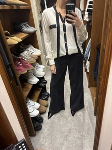 Boutique Moschino Seidenbluse creme/schwarz/UK 10 - Bild 1 von 11