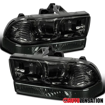Fit 1998-2004 Chevy S10 Pickup Blazer Smoke Headlights+Bumper Turn Signal Lamps - Image 1 of 4