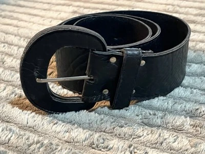 Women’s Black Wide waist Belt Vintage 80’s  36” L X 2” W - Image 1 of 4