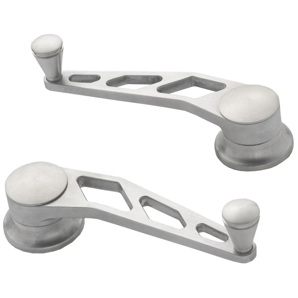 Par de manivela de ventana delantera de aluminio cepillado Lokar Mustang 1965-1973 Foto 1 de 1