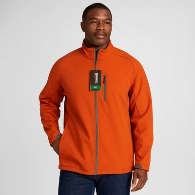 NEW Kirkland Signature Mens XL Softshell Jacket Orange Zip Microfleece Lined - Image 1 of 4