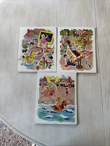 Vintage Playskool Golden Press Children’s Cardboard Puzzles Set Of 3 - Picture 1 of 7