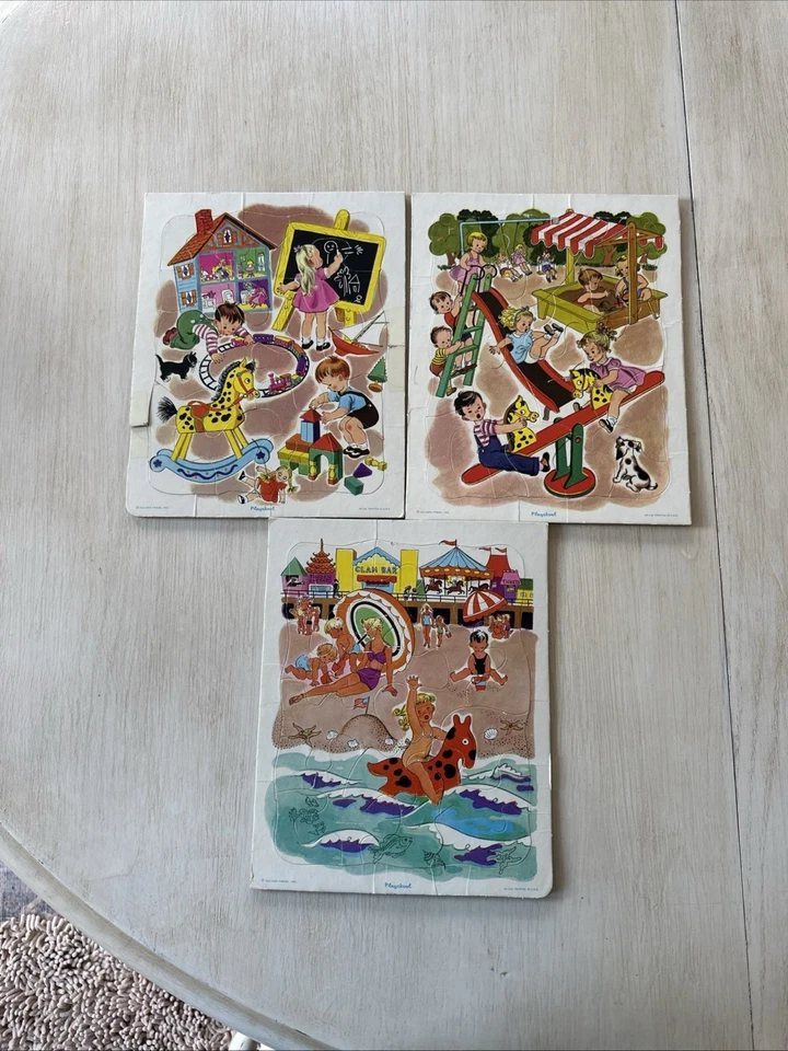 Vintage Playskool Golden Press Children’s Cardboard Puzzles Set Of 3 - Image 1 of 4