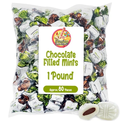 Chocolate Filled Candy - 1 Pound Bulk Bag - Arcor Chocolate Mints Hard Candy, Ap - Image 1 of 4