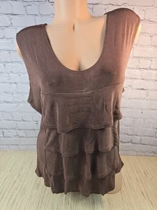 Made Heaven Top 1X Sleeveless Tank Stretch Blouse Elegant Solid Bunched Plus  - Picture 1 of 13