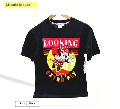 Disney Minnie Mouse Girls Black Graphic Tee Bundle Size L & XL NWT - 2 Pack - Image 1 of 4