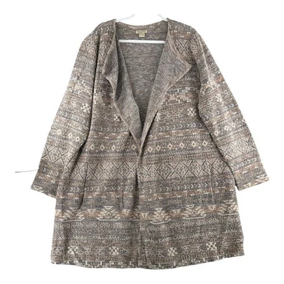 Cárdigan suéter plumero delantero abierto mezcla lino marca Lucky azteca para mujer Plus 3X Foto 1 de 4