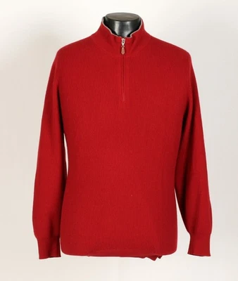 Brunello Cucinelli 100% Cashmere 1/2 Zip Sweater - Red - XL - $1600 Retail - Image 1 of 4