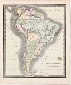1848 SOUTH AMERICA Map ORIGINAL (12X10) Brazil - Argentina - Peru - Bolivia - Picture 1 of 3