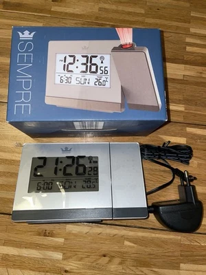 NEU Funk-Projektionswecker Sempre Silber Wecker Schwenkbarer Projektionsarm - Bild 1 von 3