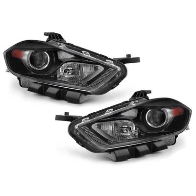 HID Headlight For 2013-2016 Dodge Dart with Black Trim Left+Right Pair Foto 1 de 4