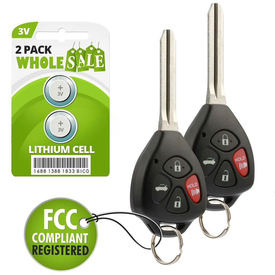 2 For 2010 2011 2012 2013 Toyota Corolla Venza Keyless Car Remote Uncut Key Fob - Изображение 1 из 1