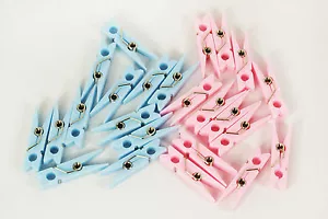 1.25" Mini Clothespin Baby Shower Favor Baby Pink Blue Girl Boy Party Decoration - Picture 1 of 2