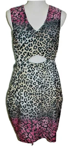 Sexy Vestido Bodycon Mediano Guepardo Brillo Recorte Forma Vientre Ajuste Top Shop  - Imagen 1 de 10