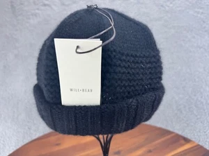 Will + Bear Black Wool Beanie Unisex Adult Stalking Cap One Size - Picture 1 of 6