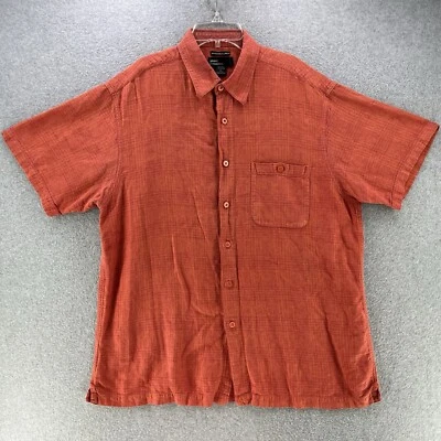 Marc Edwards Mens Button Up XL X-Large Linen Rayon Orange Camisa Relaxed  - Image 1 of 4