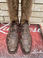Lucchese Bryson Alligator Snip Toe   Mens  Boots   Mid Calf Brown