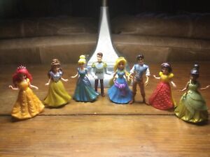 8 DISNEY Princess Figures MagiClip Magic Clip Dolls with Gowns EUC