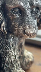 Sterling Silver Plated Cocker Spring Spaniel Sculpture With Artist Signed - Picture 1 of 24