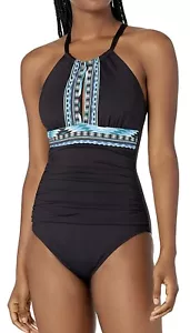 Kenneth Cole New York Womens High Neck Keyhole Cross Back Mio One Piece Swimsuit - Picture 1 of 3