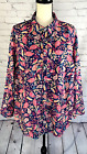 NEW Talbots Plus Pink/Navy Floral Paisley 100% Cotton Button-Front Shirt Size 3X