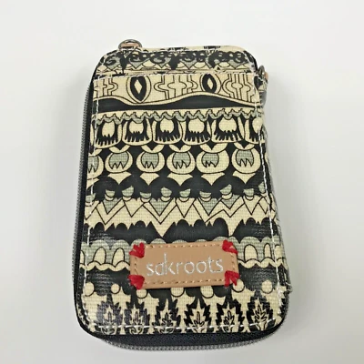 Carteira organizadora preta/creme para smartphone Sacroots com zíper em torno da paz - Imagem 1 de 4