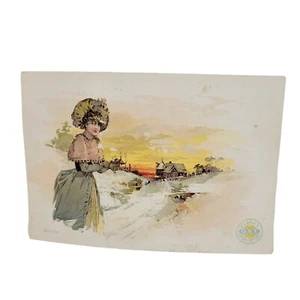Vintage Clarks O.N.T. Spool Cotton Best Thread Winter Trade Card - Bild 1 von 7
