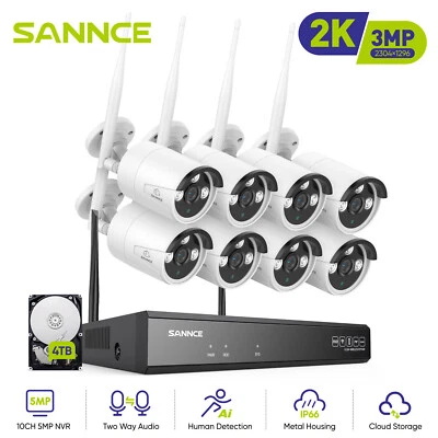 SANNCE 3MP Security Camera System Wireless Outdoor Wifi Audio CCTV 8CH 5MP NVR - Image 1 of 4