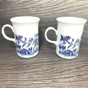 Vintage Churchill Blue Willow Cappuccino Mug Coffee Tea Cup Porcelain England - Picture 1 of 7