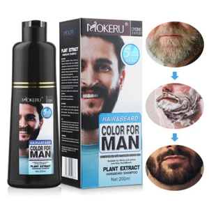 Best Men Black Beard Simple Hair Dye Color Shampoo Permanent Darkening Hair US - Picture 1 of 14