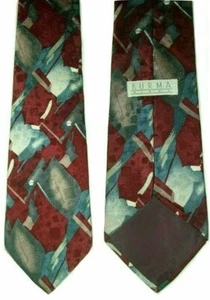 Burma Bibas Men's Beautiful 100% Silk Neck Tie Burgundy Red Blue Gray 57.5" - Picture 1 of 6