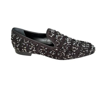 Versace Men's Black leather loafer embellished beading, sizes - Image 1 of 4