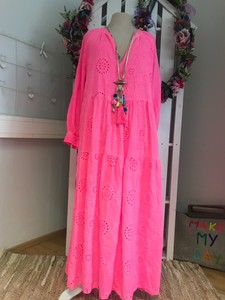 Italy Hippie Ibiza Boho Tunika  Maxi Kleid  Gr. 36 38 40 42 Neu hübsches Pink