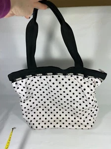 LeSportsac Bag Purse Tote white with black Polka Dots - Picture 1 of 8