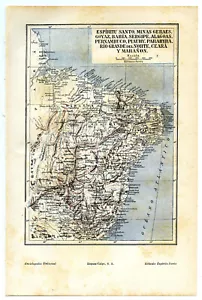 1920s Antique Brazil Espiritu Santo ORIGINAL 9" City View Map Wall Decor - Picture 1 of 1