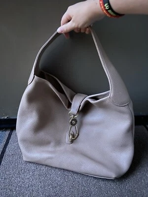 Dooney & Bourke Samba Logo Lock Sac Hobo Satchel Purse Bag Taupe Light Brown - Image 1 of 4