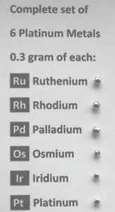 Set 6 Platinmetalle in 0,3-Gramm-Pellets:Ru Rhodium Osmium Iridium Palladium Pt - Picture 1 of 1