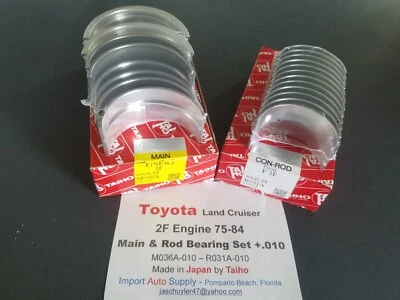 Juego de cojinetes principales y de varilla del motor Toyota Land Cruiser 73-87 2F +.010 OEM Taiho Foto 1 de 3