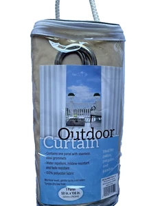 YANKEE TRADER Outdoor Curtain 1 Panel 50" x 108" BEIGE Water Repellent SALE - Picture 1 of 8