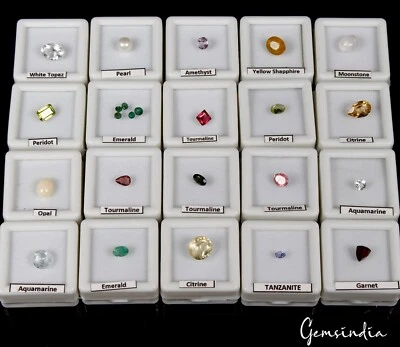 24 Pcs Estate Genuine Semi Precious Loose Mix Cut Multi Gemstones Lot Collection - Image 1 of 4