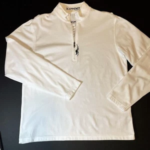 SPYDER Mens 1/4 Zip White Black Spider Web PULLOVER (Sz M) EUC! - Picture 1 of 4