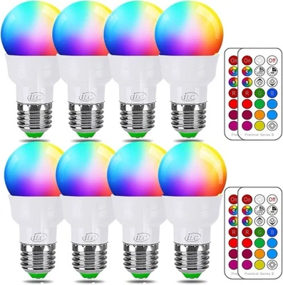 ILC RGB LED Color Changing Light Bulb, 40W Equivalent, 450LM, 2700K Warm (8 Pack - Image 1 of 4