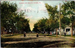 Cartolina Sayre Pa Elmer Ave strada sterrata quartiere residenziale 1910 a117 - Foto 1 di 2
