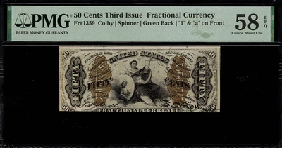 FR-1359 $0.50 Third Issue Fractional Currency - 50 Cents - Graded PMG 58 EPQ - Image 1 of 2