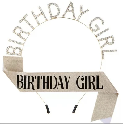 Faja Cumpleaños Niña Cumpleaños Corona para Niña Mujeres Brillo Cumpleaños Faja Rin... Foto 1 de 4