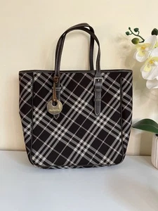Burberry Blue Label Bag For Women Brand Tote Canvas Brown Checkered Pattern - Picture 1 of 24