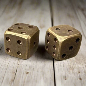 Dice Solid Brass With Antique Finish and Rounded Corners (Set Of 2) - Picture 1 of 5