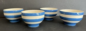4 pc Set T G Green Blue Cornishware Rice Bowls Fruit Sauce 12 oz Modern England - Picture 1 of 4
